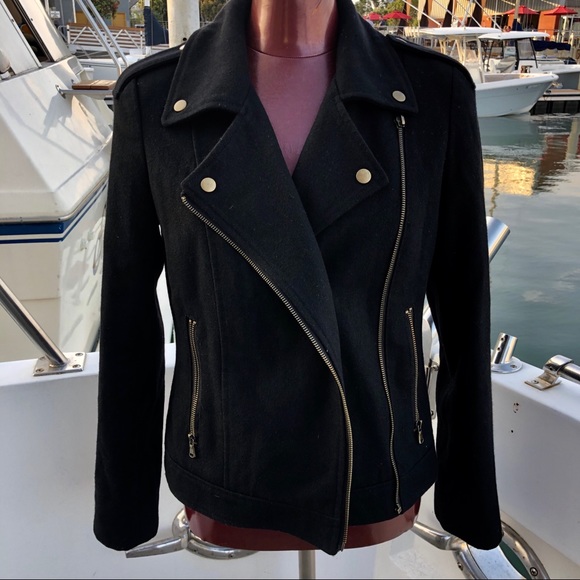 silence + noise Jackets & Blazers - 👍Silence +Noise Black Wool Moto Jacket